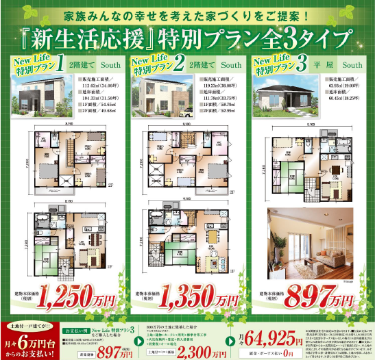 新生活応援プラン 全3タイプ